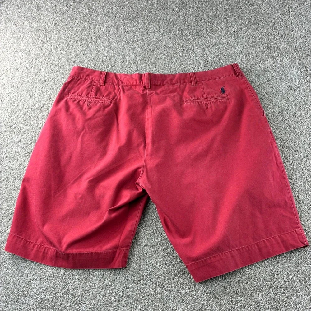 Polo by Ralph Lauren Mens Red Cotton Chino Shorts Size 42‎ Pony Logo Casual